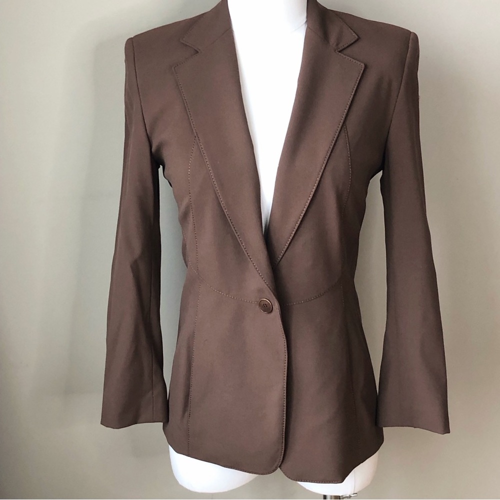 Vintage 90s Brown Tailored Hourglass Power Blazer 2